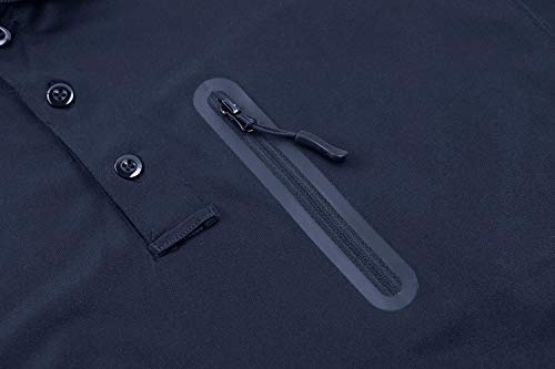 TACVASEN Men's Hiking Shirts 3 Buttons Quick Dry Performance Polo Long Sleeve Top T-Shirt Brown, M