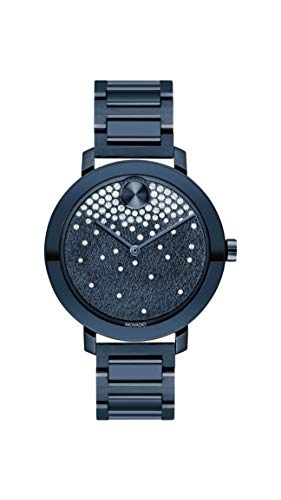 Movado Women's Swiss Quartz Watch with Stainless Steel Strap, Blue, 15 (Model: 3600706)