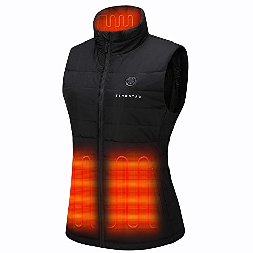 Venustas Women's Heated Vest with Battery Pack 7.4V, Heated clothes for women (L, Black)