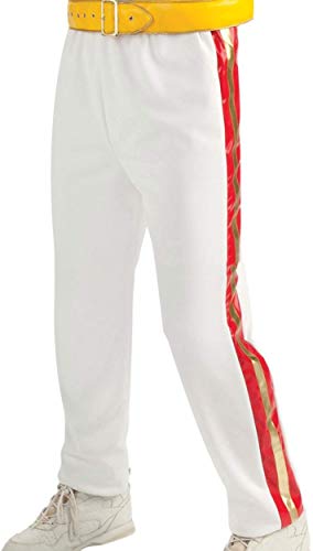 Mens Rock Singer Fred Wembley Tribute Concert Belted Biker White Faux Leather Pants Cosplay