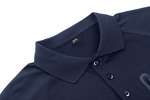 TACVASEN Men's Hiking Shirts 3 Buttons Quick Dry Performance Polo Long Sleeve Top T-Shirt Brown, M