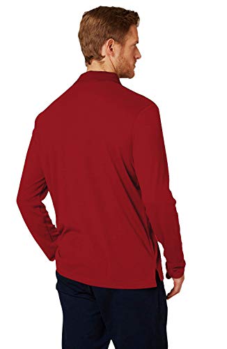 Brosloth Men's Long Sleeve Polo Shirt Classic Regular Fit Casual Shirt with Right Chest Pocket Sport Shirt Wine Red X-Large