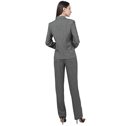 Women's 2 Piece Slim Fit Work Suit Set Two Button Blazer and Pants (Dark Gray, XXL)