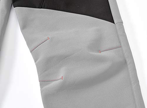 YSENTO Men's Winter Fleece Cargo Pants Waterproof Insulated Skiing Snowboarding Pants Light Grey Size 40
