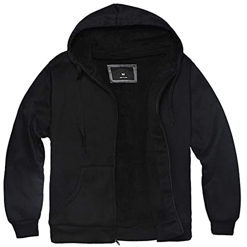 Gary Com Hoodies for Men Heavyweight Fleece Sweatshirt - Full Zip Up Thick Sherpa Lined Winter Warm Work Jackets With Kanga Pocket (Black, 5X-Large)