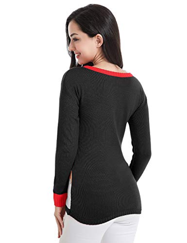 v28 Varied Ugly Christmas Sweater for Women Merry Reindeer Shirt Knit Sweaters (Medium, Colorful Deer Black)