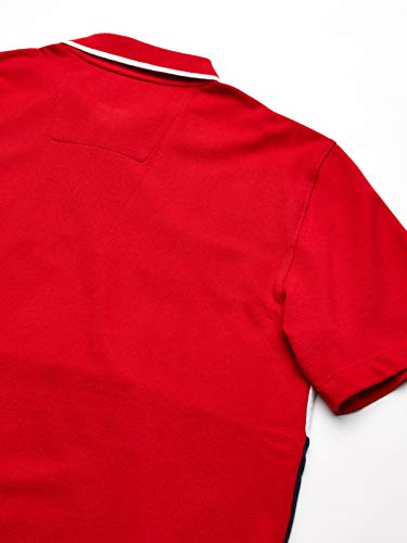 Nautica Men's Short Sleeve 100% Cotton Pique Color Block Polo Shirt, Red, XX-Large
