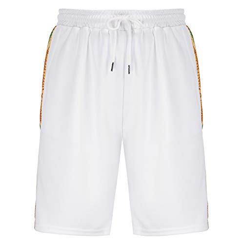 Mens Hipster T-Shirt and Shorts Tracksuit Set with African Tribal Pattern M White