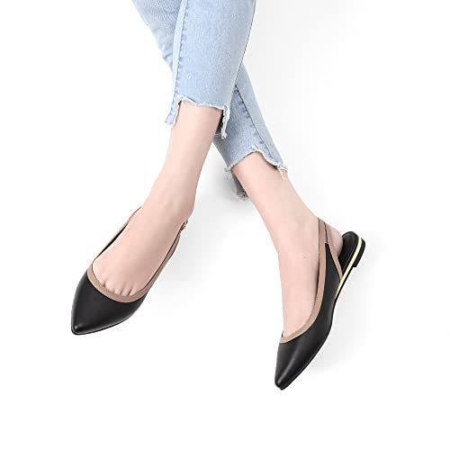 DREAM PAIRS Women's Sdfa222w Pointed Toe Ballet Comfortable Dressy Slingback Flats Shoes, Size 6.5, Black