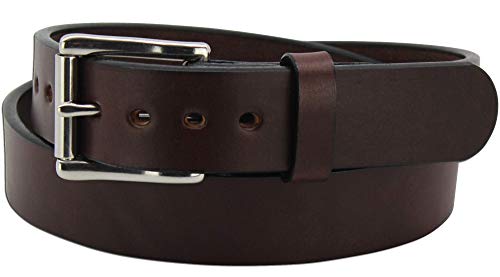 Bullhide Belts Max Thickness Work or Gun Belt - Thick, Rigid CCW Belts for Men - Gun Belts for Concealed Carry Duty Leather – 1.50” Wide - Made in USA, Brown - 40"