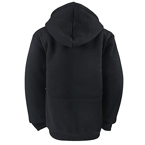 Gary Com Hoodies for Men Heavyweight Fleece Sweatshirt - Full Zip Up Thick Sherpa Lined Winter Warm Work Jackets With Kanga Pocket (Black, 5X-Large)