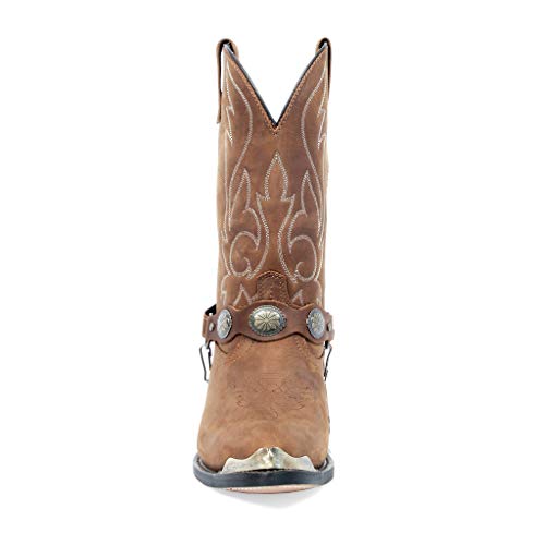 Men's Masterson J Toe Western Cowboy Boot With Chain Strap (Distressed Tan, 10.5)