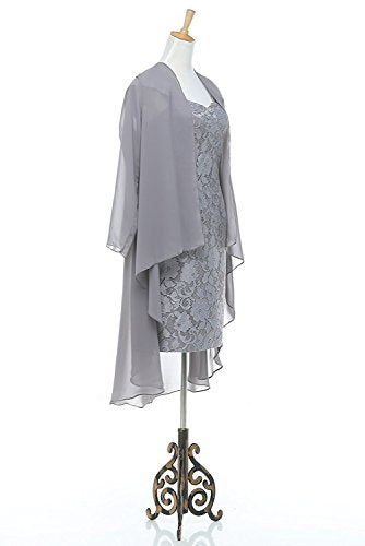 Dannifore Women's 2 Pieces Lace Mother of The Bride Dress with Jacket Chiffon Formal Evening Dresses 24W Rust Red