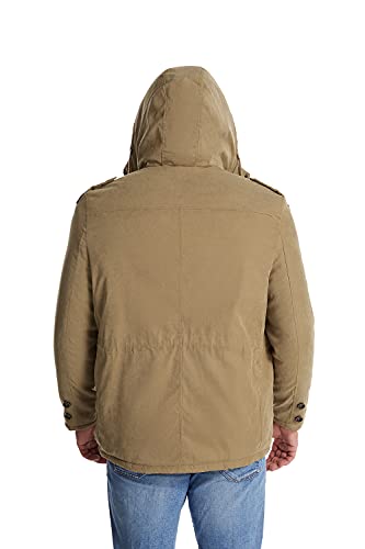 Mr.Stream Men's Winter Hooded Jacket Windproof Sherpa Lined Fleece Windbreaker Coat Outerwear Warm Parka Khaki L