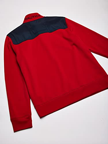 Nautica Men's 1/4 Zip Pieced Fleece Sweatshirt, red, X-Large
