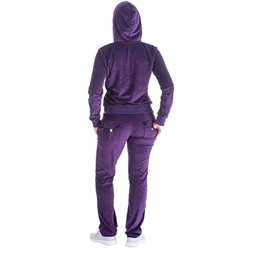 Sweat Suits for Women Set Jogging Workout Active wear Velour Outfits Hoodie and Sweatpants Cute (M, Purple)