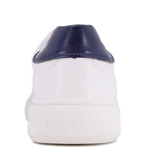 Nautica Men's Spindrift Dress Elastic Slip-On Shoe,Classic Low Top Loafer, Fashion Sneaker-White Size-8.5