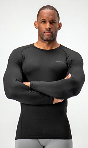 DEVOPS 2 Pack Men's Thermal Long Sleeve Compression Shirts (X-Large, Black/Wine)