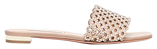 Aquazzura, Crystal Candy Slide, 9, New Nude