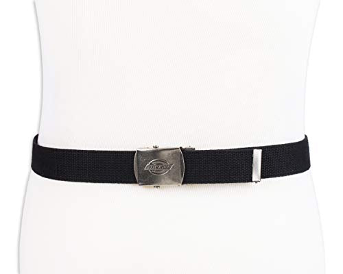 Dickies Men's Cotton Web Belt with Military Logo Buckle, Black, One Size