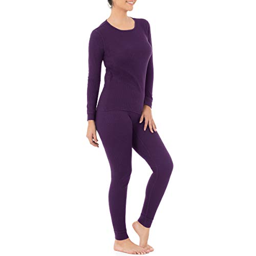 Fruit of the Loom Women's Micro Waffle Premium Thermal Set, Violet, X-Large