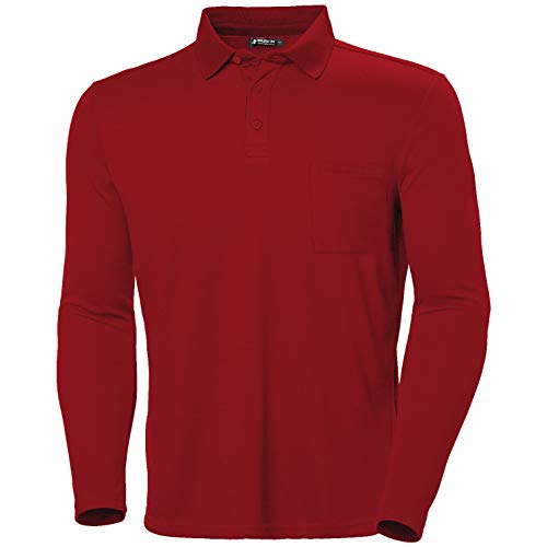 Brosloth Men's Long Sleeve Polo Shirt Classic Regular Fit Casual Shirt with Right Chest Pocket Sport Shirt Wine Red X-Large