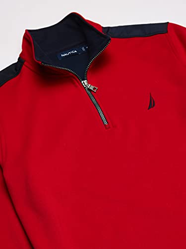 Nautica Men's 1/4 Zip Pieced Fleece Sweatshirt, red, X-Large