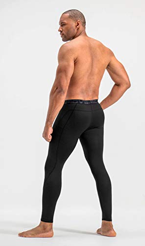 DEVOPS Men's Thermal Compression Pants, Athletic Leggings Base Layer Bottoms (2 Pack) (X-Large, Black/Red)