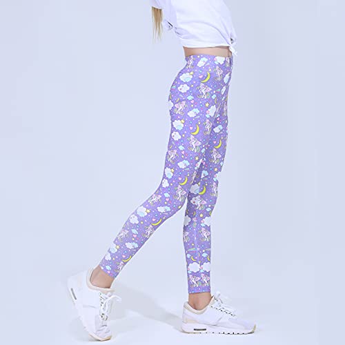 Quedoris Girls 3-Pack Printed Leggings Unicorn Kingdom/Sky/Galaxy Unicorn 130Y