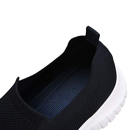 LANCROP Men's Comfortable Walking Shoes - Casual Knit Loafer Slip on Sneakers 7.5 US, Label 40 Dark Blue