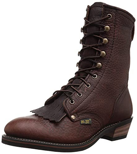 AdTec Men's 9" Packer Tumbled Leather Lacer Work Boots for Men, Chestnut - Plain Soft Toe, Moderate Mens Hiking Boots