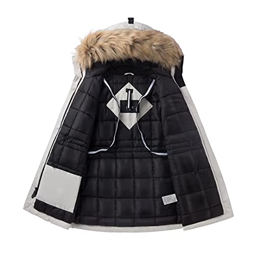 HSNW Women Winter Jacket Girls Winter Coats Ski Jacket Women White Snow Jacket Waterproof& Windproof