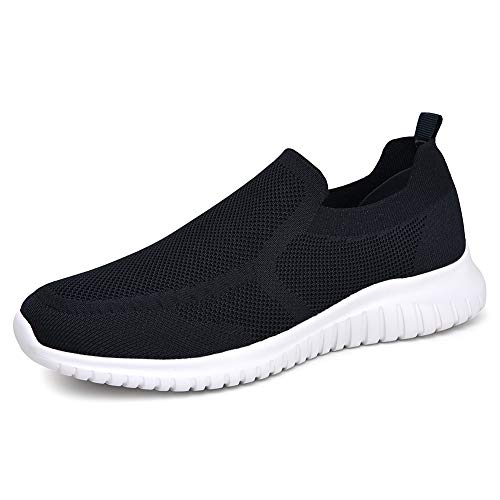 LANCROP Men's Comfortable Walking Shoes - Casual Knit Loafer Slip on Sneakers 7.5 US, Label 40 Dark Blue