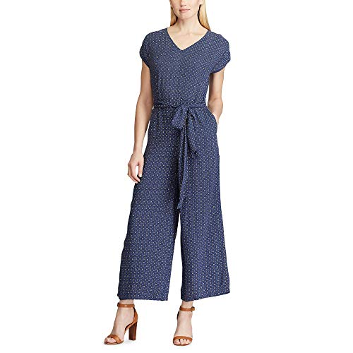 Chaps Women's Misses Floral Jumpsuit, Indigo Azure/Blue, 10