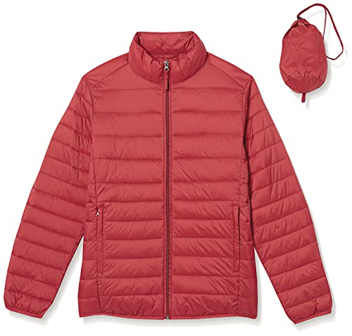 Amazon Essentials Men's Lightweight Water-Resistant Packable Puffer Jacket, Brick Red, Medium