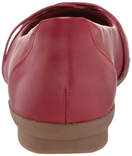 Clarks Women's Sara Clover Ballet Flat, Red Leather, 8