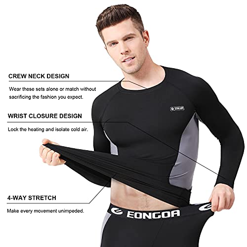 EONGOA Men's Thermal Underwear Set Long Johns Set with Fleece Lined Skiing Winter Warm Base Layers for Cold Weather