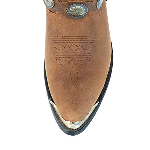 Men's Masterson J Toe Western Cowboy Boot With Chain Strap (Distressed Tan, 10.5)