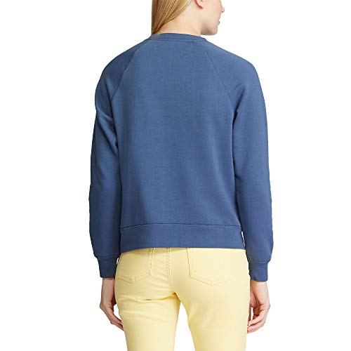 Chaps Women's Vintage Graphic Pullover Crewneck Sweater, DEEP Sky Blue, XS