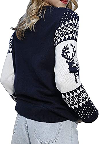 YEXIPO Women's Ugly Christmas Sweater Cute Reindeer Xmas Tree Knit Casual Long Sleeve Pullover Tops