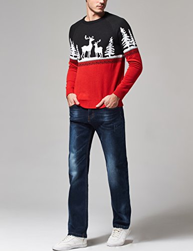 SSLR Mens Ugly Christmas Sweater Holiday Crew Neck Pullover Sweater for Men (XX-Large, Red Black)