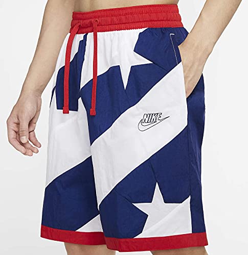 Nike Dri-Fit Throwback Men's Basketball Athletic Shorts American Flag, Blue Void/White/University Red/Blue Void, Medium