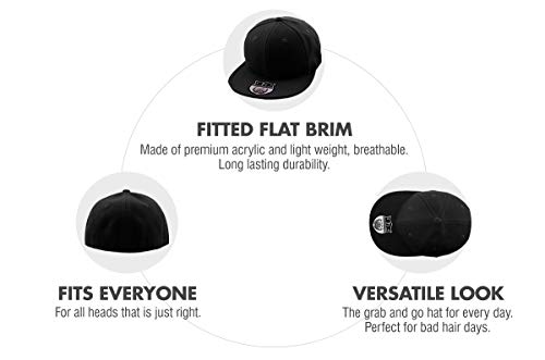 KBETHOS KNW-2364 BLK (8) The Real Original Fitted Flat-Bill Hats True-Fit, 9 Sizes & 20 Colors