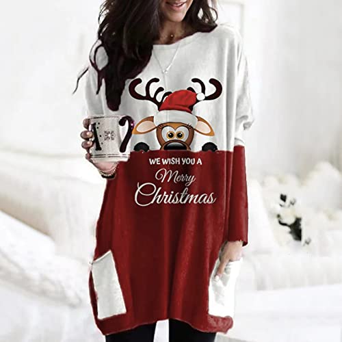 Christmas Sweatshirts for Women Women Zip up Sweatshirts Winter Sweatshirts for Women Womans Tunics Tops Women's Fleece Faux Leather Jacket Womens red Flannel Shirt Tunic Sweater Christmas