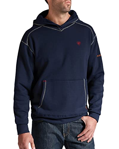 Ariat Men's Flame Resistant Polartec HoodieShirt, Navy, Medium