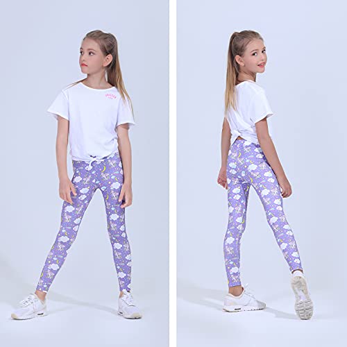 Quedoris Girls 3-Pack Printed Leggings Unicorn Kingdom/Sky/Galaxy Unicorn 130Y