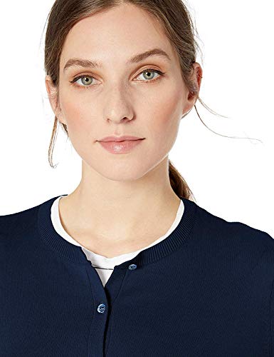 Chaps Women's 3/4 Sleeve Cotton Crewneck Cardigan, Light Peony (SP 21), X-Small