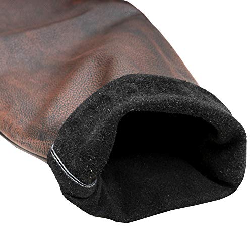 Demon Wears Men's Brown Distressed Motorcycle Leather Jeans Style Pants for Men (40" inch)