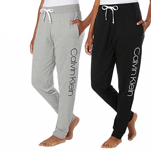 Calvin Klein Women's 2 Pack French Terry Joggers (Black/Wolf, Medium)