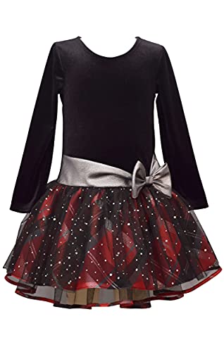 Bonnie Jean Girls Christmas Holiday Velvet Drop Waist Dress (5, Black)